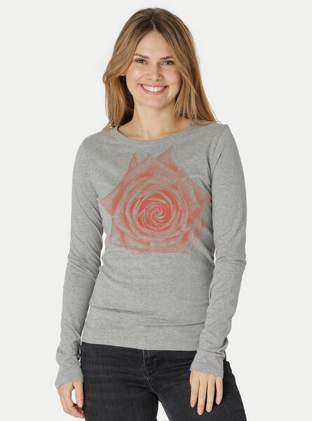 Peaces.bio - handbedruckte Biomode Bio-Damen-Langarmshirt Rose von Peaces.bio - handbedruckte Biomode