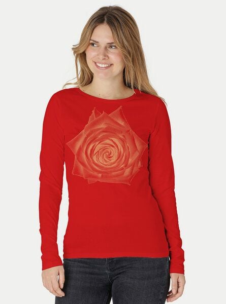Peaces.bio - handbedruckte Biomode Bio-Damen-Langarmshirt Rose von Peaces.bio - handbedruckte Biomode
