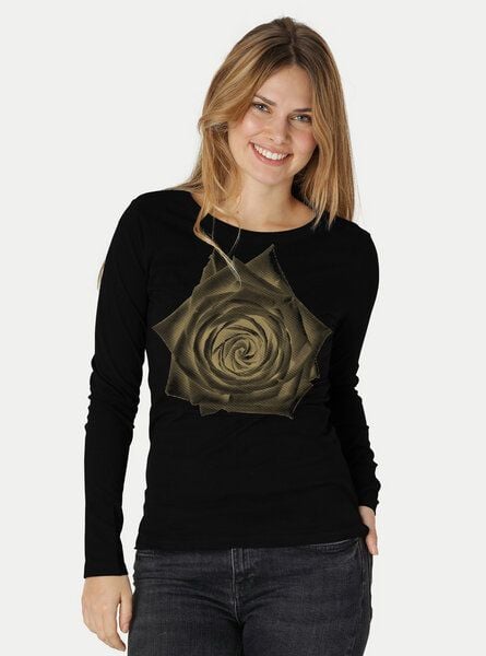 Peaces.bio - handbedruckte Biomode Bio-Damen-Langarmshirt Rose von Peaces.bio - handbedruckte Biomode