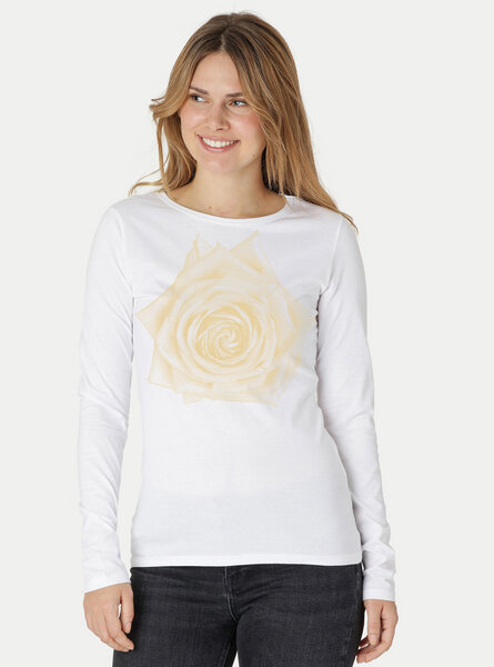 Peaces.bio - handbedruckte Biomode Bio-Damen-Langarmshirt Rose von Peaces.bio - handbedruckte Biomode