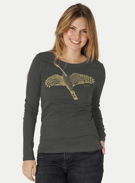 Peaces.bio - handbedruckte Biomode Bio-Damen-Langarmshirt Sperber von Peaces.bio - handbedruckte Biomode