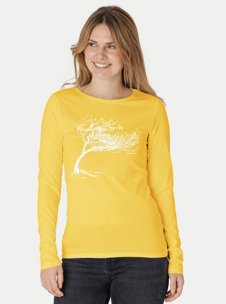 Peaces.bio - handbedruckte Biomode Bio-Damen-Langarmshirt Windy Tree von Peaces.bio - handbedruckte Biomode