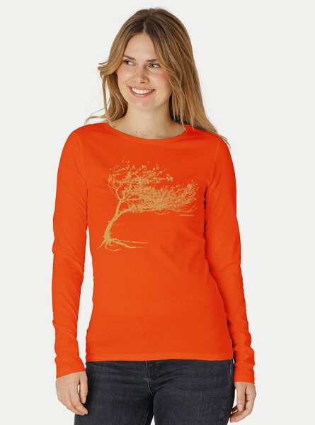 Peaces.bio - handbedruckte Biomode Bio-Damen-Langarmshirt Windy Tree von Peaces.bio - handbedruckte Biomode