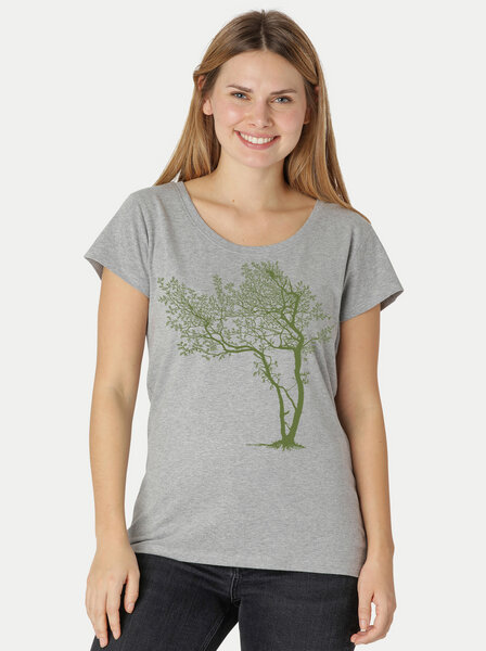 Peaces.bio - handbedruckte Biomode Bio-Damen-Loosefit-T-Shirt Fancy Tree von Peaces.bio - handbedruckte Biomode