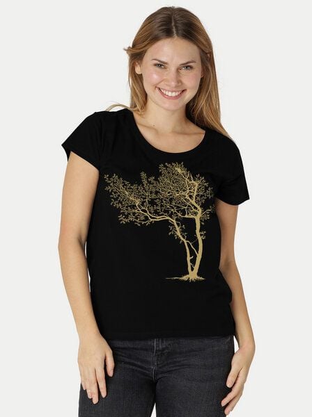 Peaces.bio - handbedruckte Biomode Bio-Damen-Loosefit-T-Shirt Fancy Tree von Peaces.bio - handbedruckte Biomode