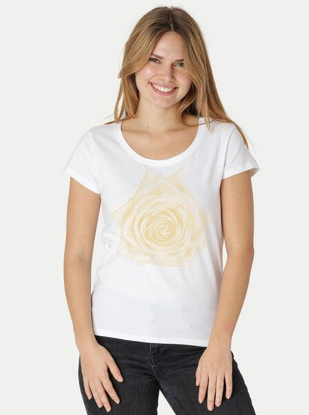 Peaces.bio - handbedruckte Biomode Bio-Damen-Loosefit-T-Shirt Rose von Peaces.bio - handbedruckte Biomode