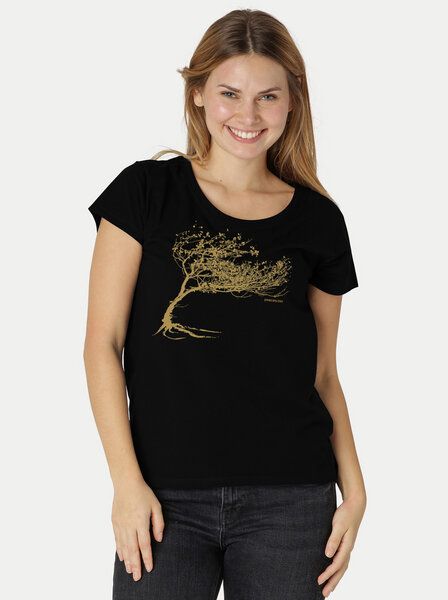 Peaces.bio - handbedruckte Biomode Bio-Damen-Loosefit-T-Shirt Windy Tree von Peaces.bio - handbedruckte Biomode