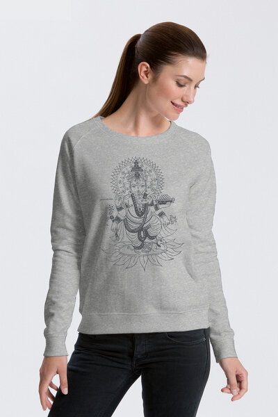 Peaces.bio - handbedruckte Biomode Bio Damen-Sweatshirt Ganesha von Peaces.bio - handbedruckte Biomode