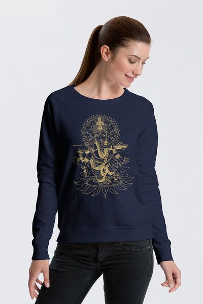 Peaces.bio - handbedruckte Biomode Bio Damen-Sweatshirt Ganesha Peaces.bio - handbedruckte Biomode Bio Damen-Sweatshirt Ganesha von Peaces.bio - handbedruckte Biomode