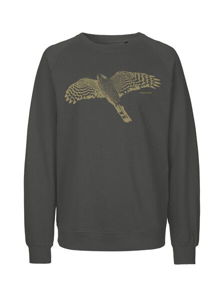 Peaces.bio - handbedruckte Biomode Bio Damen-Sweatshirt Loose Fit Sperber von Peaces.bio - handbedruckte Biomode