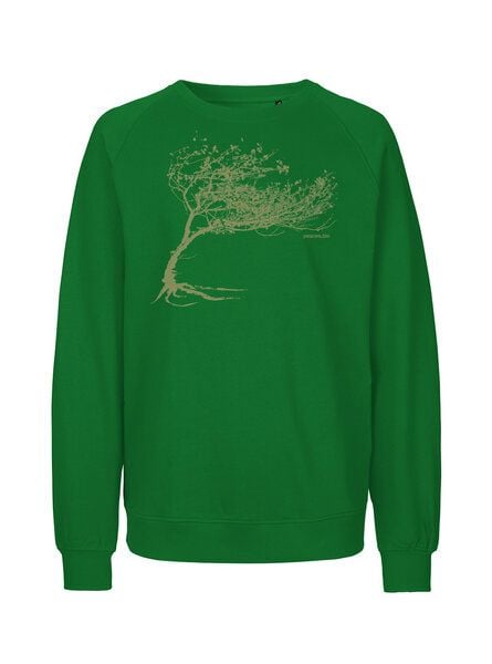 Peaces.bio - handbedruckte Biomode Bio Damen-Sweatshirt Loose Fit Windy Tree von Peaces.bio - handbedruckte Biomode