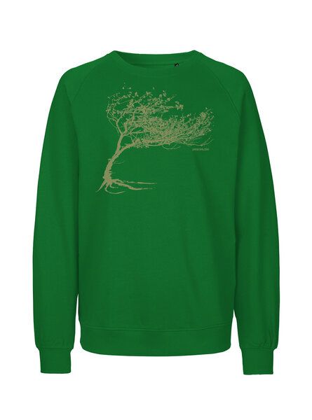 Peaces.bio - handbedruckte Biomode Bio Damen-Sweatshirt Loose Fit Windy Tree von Peaces.bio - handbedruckte Biomode