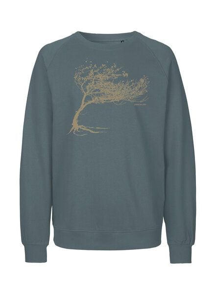 Peaces.bio - handbedruckte Biomode Bio Damen-Sweatshirt Loose Fit Windy Tree von Peaces.bio - handbedruckte Biomode