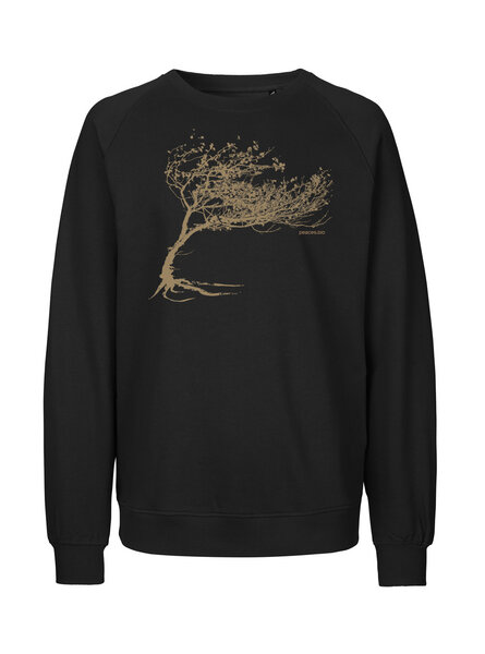 Peaces.bio - handbedruckte Biomode Bio Damen-Sweatshirt Loose Fit Windy Tree von Peaces.bio - handbedruckte Biomode