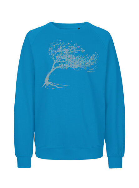 Peaces.bio - handbedruckte Biomode Bio Damen-Sweatshirt Loose Fit Windy Tree von Peaces.bio - handbedruckte Biomode