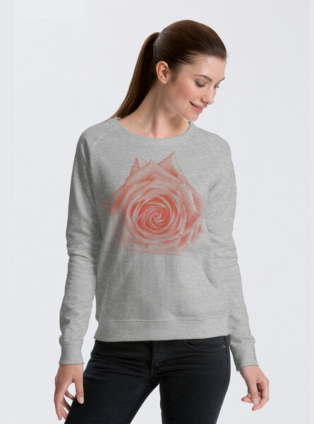 Peaces.bio - handbedruckte Biomode Bio Damen-Sweatshirt Rose von Peaces.bio - handbedruckte Biomode