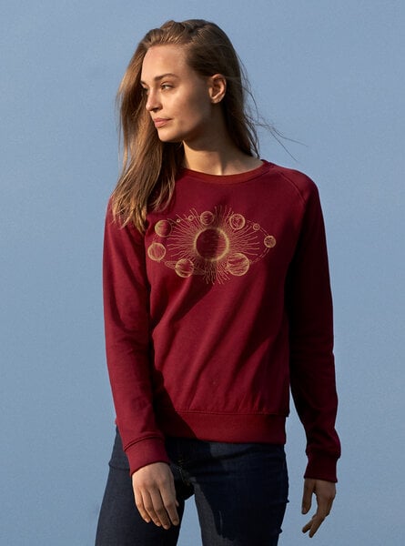 Peaces.bio - handbedruckte Biomode Bio Damen-Sweatshirt Sonnensystem von Peaces.bio - handbedruckte Biomode