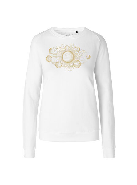 Peaces.bio - handbedruckte Biomode Bio Damen-Sweatshirt Sonnensystem von Peaces.bio - handbedruckte Biomode