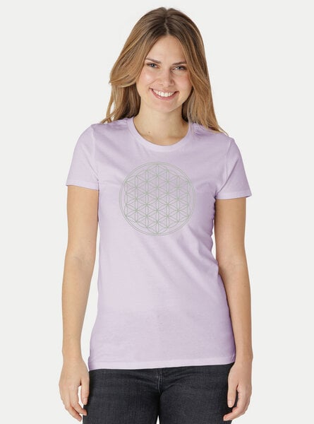 Peaces.bio - handbedruckte Biomode Bio-Damen-T-Shirt Die Blume des Lebens von Peaces.bio - handbedruckte Biomode