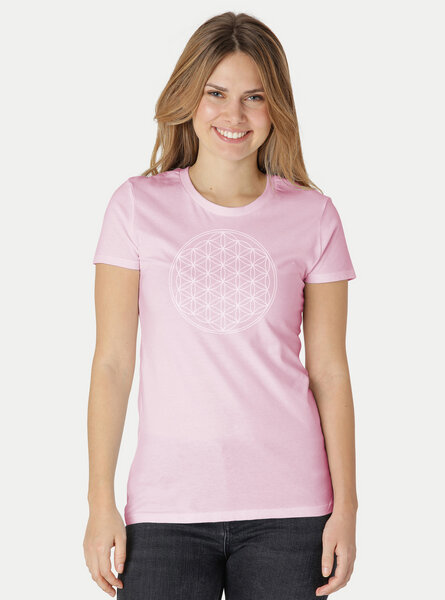 Peaces.bio - handbedruckte Biomode Bio-Damen-T-Shirt Die Blume des Lebens von Peaces.bio - handbedruckte Biomode