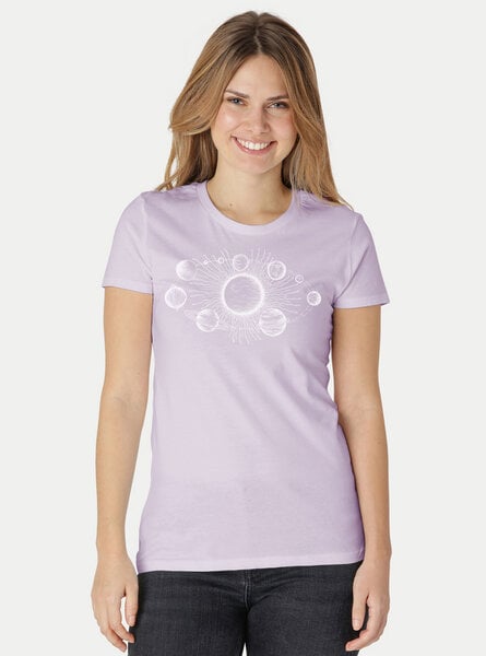 Peaces.bio - handbedruckte Biomode Bio-Damen-T-Shirt "Sonnensystem" von Peaces.bio - handbedruckte Biomode