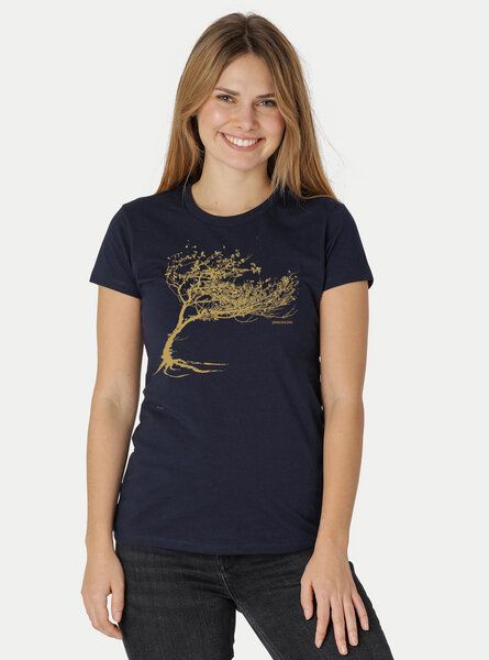 Peaces.bio - handbedruckte Biomode Bio-Damen-T-Shirt "Windy Tree" von Peaces.bio - handbedruckte Biomode