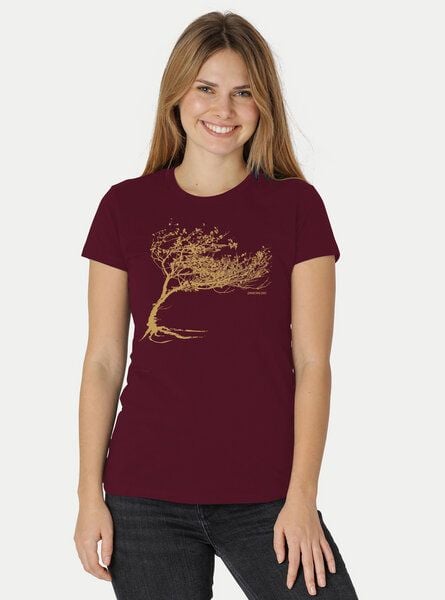 Peaces.bio - handbedruckte Biomode Bio-Damen-T-Shirt "Windy Tree" von Peaces.bio - handbedruckte Biomode