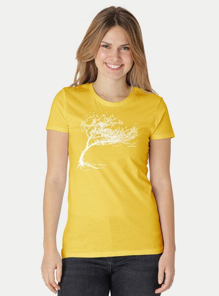Peaces.bio - handbedruckte Biomode Bio-Damen-T-Shirt "Windy Tree" von Peaces.bio - handbedruckte Biomode