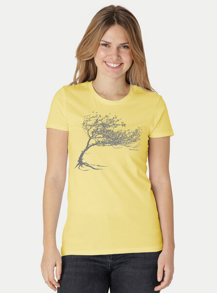 Peaces.bio - handbedruckte Biomode Bio-Damen-T-Shirt "Windy Tree" von Peaces.bio - handbedruckte Biomode