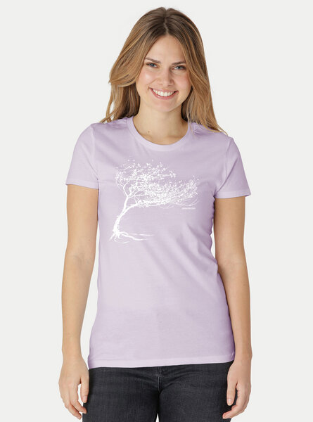 Peaces.bio - handbedruckte Biomode Bio-Damen-T-Shirt "Windy Tree" von Peaces.bio - handbedruckte Biomode