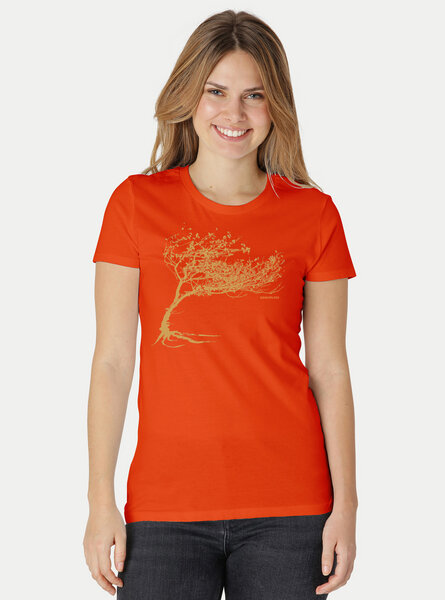 Peaces.bio - handbedruckte Biomode Bio-Damen-T-Shirt "Windy Tree" von Peaces.bio - handbedruckte Biomode