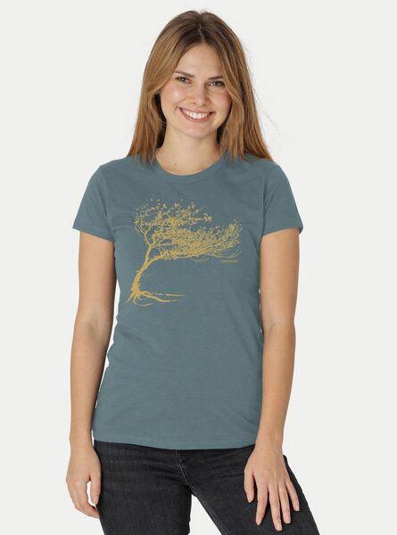 Peaces.bio - handbedruckte Biomode Bio-Damen-T-Shirt "Windy Tree" von Peaces.bio - handbedruckte Biomode
