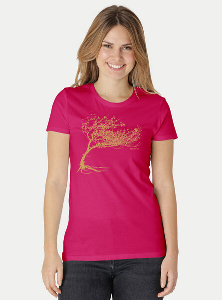 Peaces.bio - handbedruckte Biomode Bio-Damen-T-Shirt "Windy Tree" von Peaces.bio - handbedruckte Biomode