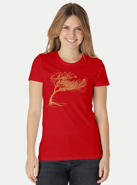 Peaces.bio - handbedruckte Biomode Bio-Damen-T-Shirt "Windy Tree" von Peaces.bio - handbedruckte Biomode