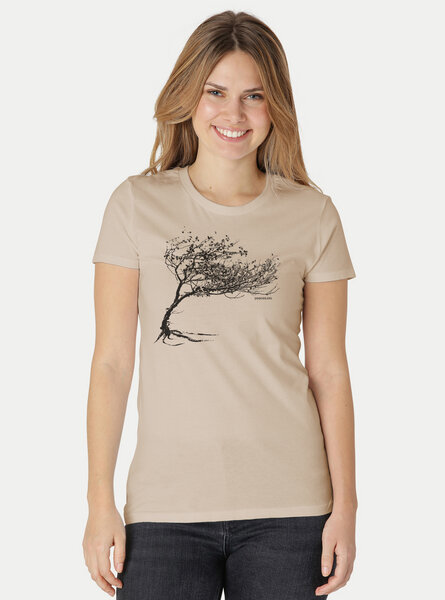 Peaces.bio - handbedruckte Biomode Bio-Damen-T-Shirt "Windy Tree" von Peaces.bio - handbedruckte Biomode