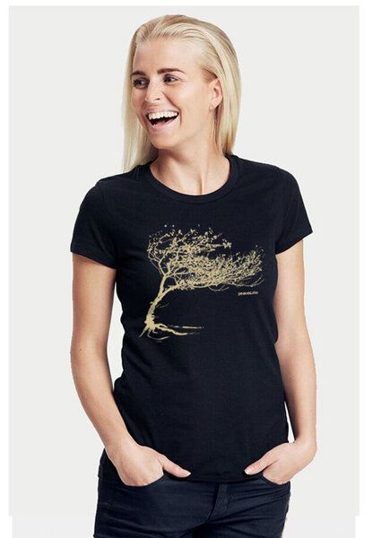 Peaces.bio - handbedruckte Biomode Bio-Damen-T-Shirt "Windy Tree" von Peaces.bio - handbedruckte Biomode