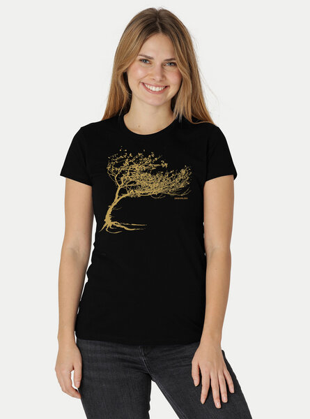 Peaces.bio - handbedruckte Biomode Bio-Damen-T-Shirt "Windy Tree" von Peaces.bio - handbedruckte Biomode