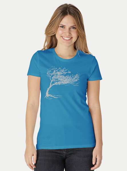 Peaces.bio - handbedruckte Biomode Bio-Damen-T-Shirt "Windy Tree" von Peaces.bio - handbedruckte Biomode