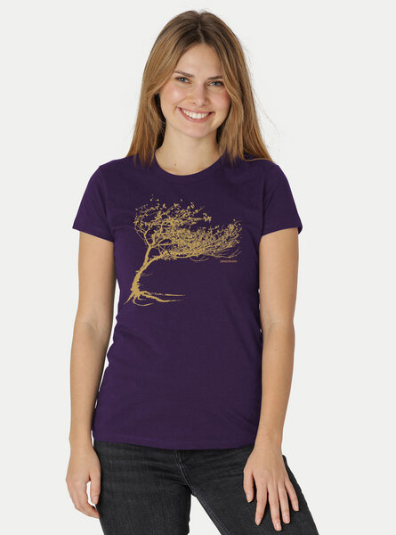 Peaces.bio - handbedruckte Biomode Bio-Damen-T-Shirt "Windy Tree" von Peaces.bio - handbedruckte Biomode