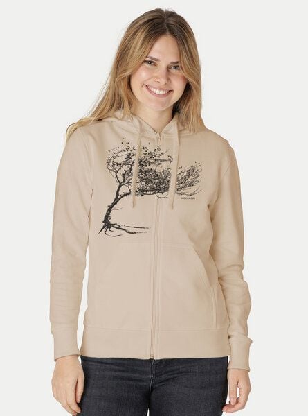 Peaces.bio - handbedruckte Biomode Bio Damen-Zip-Hoodie Windy Tree von Peaces.bio - handbedruckte Biomode