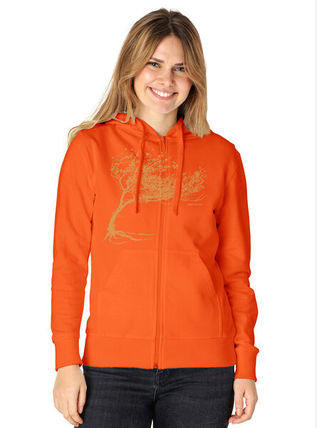 Peaces.bio - handbedruckte Biomode Bio Damen-Zip-Hoodie Windy Tree von Peaces.bio - handbedruckte Biomode