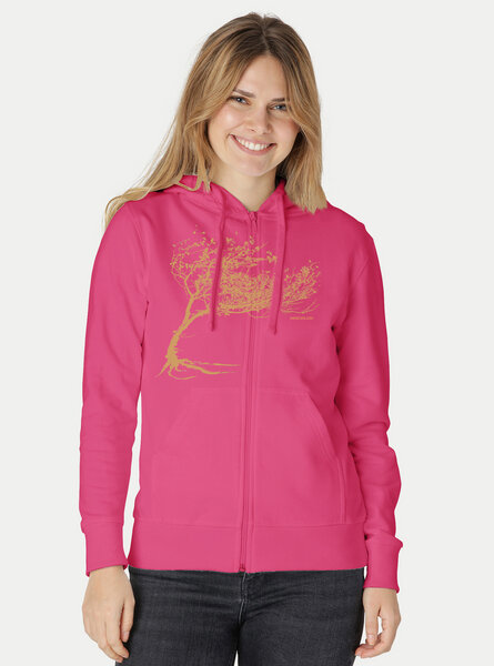 Peaces.bio - handbedruckte Biomode Bio Damen-Zip-Hoodie Windy Tree von Peaces.bio - handbedruckte Biomode