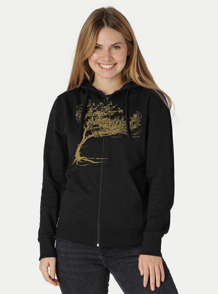 Peaces.bio - handbedruckte Biomode Bio Damen-Zip-Hoodie Windy Tree von Peaces.bio - handbedruckte Biomode