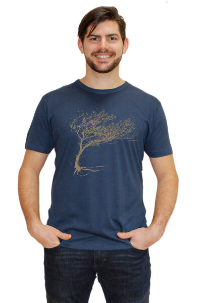 Peaces.bio - handbedruckte Biomode Bio-Herren-Bambus-Viskose-T-Shirt "Windy Tree" von Peaces.bio - handbedruckte Biomode