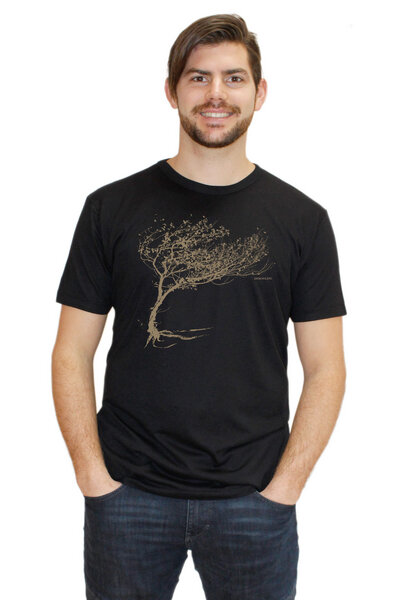 Peaces.bio - handbedruckte Biomode Bio-Herren-Bambus-Viskose-T-Shirt "Windy Tree" von Peaces.bio - handbedruckte Biomode