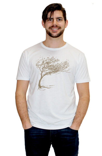 Peaces.bio - handbedruckte Biomode Bio-Herren-Bambus-Viskose-T-Shirt "Windy Tree" von Peaces.bio - handbedruckte Biomode