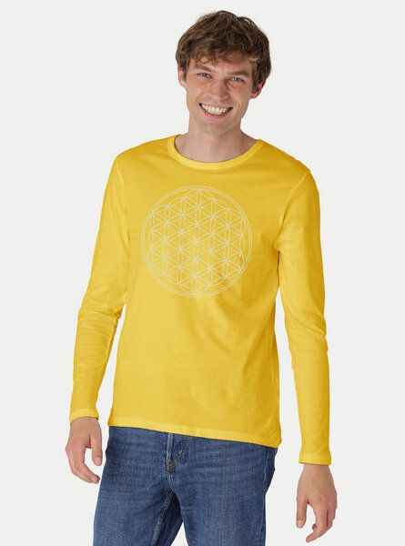 Peaces.bio - handbedruckte Biomode Bio-Herren-Langarmshirt "Die Blume des Lebens" Peaces.bio - handbedruckte Biomode Bio-Herren-Langarmshirt "Die Blume des Lebens" von Peaces.bio - handbedruckte Biomode