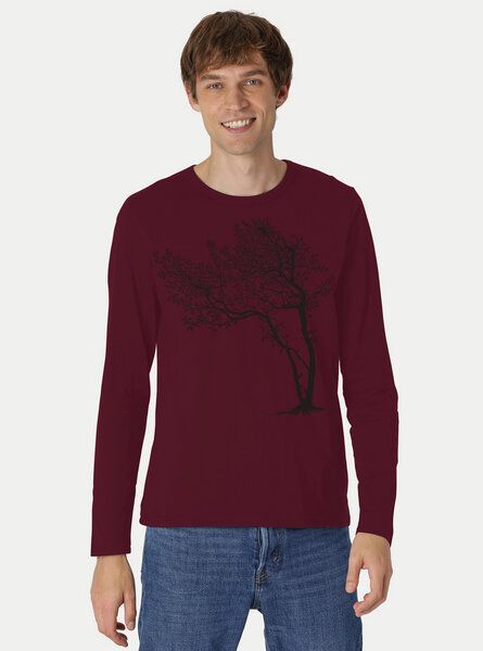 Peaces.bio - handbedruckte Biomode Bio-Herren-Langarmshirt Fancy Tree von Peaces.bio - handbedruckte Biomode