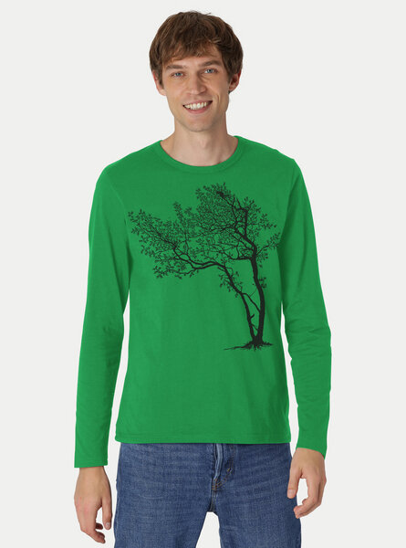 Peaces.bio - handbedruckte Biomode Bio-Herren-Langarmshirt Fancy Tree von Peaces.bio - handbedruckte Biomode