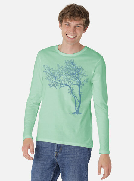 Peaces.bio - handbedruckte Biomode Bio-Herren-Langarmshirt Fancy Tree von Peaces.bio - handbedruckte Biomode